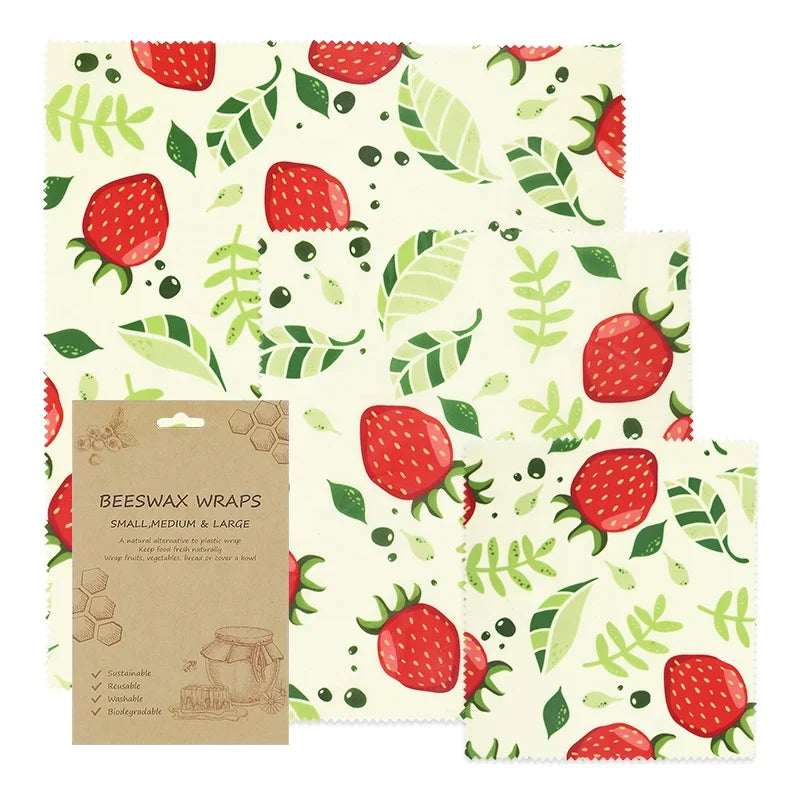 Organic Custom Eco Friendly Kitchen Wrap Beeswax Food Wrap Strawberry