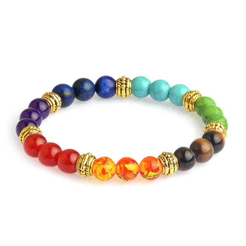 Stretchy Wish Stone Amethyst Agate Tiger Stone Buddha Bead Bangle Agate King Stone Seven Chakras Yoga Energy Bracelet gift