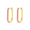 Fashion Jewelry Rectangle Hoop Color CZ Silver Earings for Women Sterling Silver 925 18k Gold Zircon Hoop Earrings