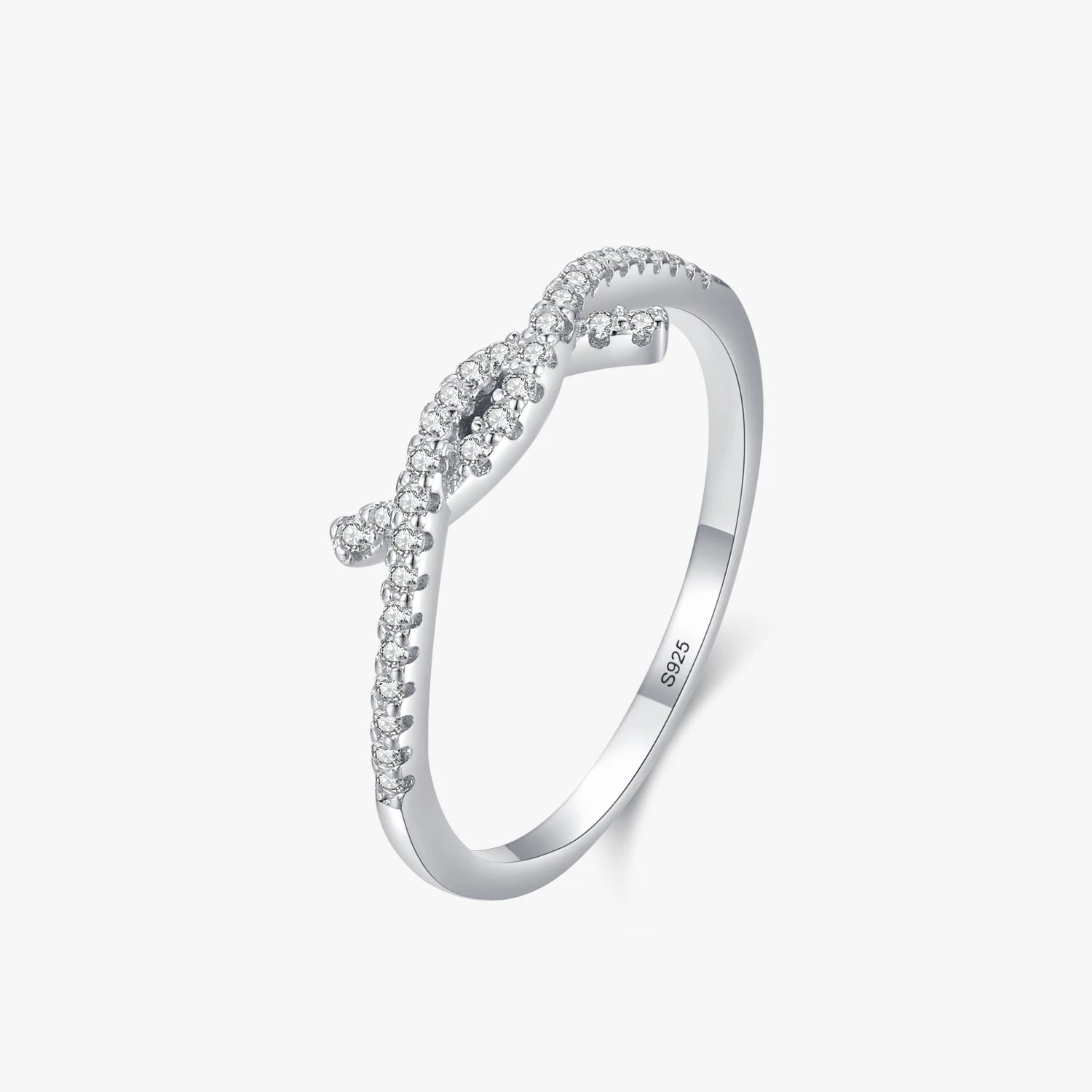Ailmay Real 925 Sterling Silver Fashion Staggered Line Clear CZ Stackable Finger Ring for Women Wedding Statement Fine Jewelry