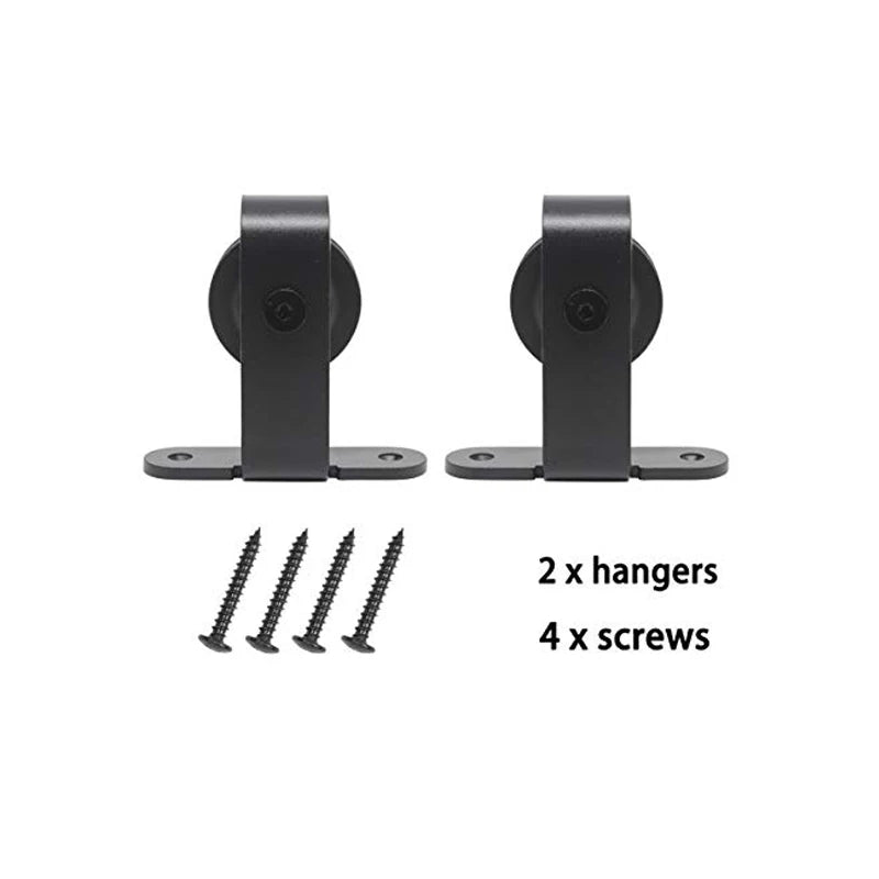 RHETECH Solid Black T-Shape Sliding Door Wheels Steel T-Shaped Roller Closet Sliding Barn Door Hardware Kit