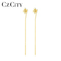 CZCITY Fine Jewelry 925 Trendy Woman Earing Fashion Long New Chain Handmade Sterling Silver Earring Wire