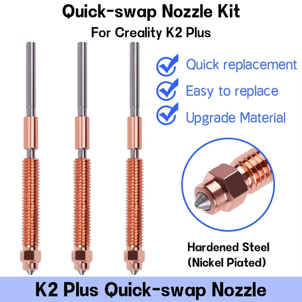 PRINTEX Integrated Hardened Steel Nozzle for Creality K2 Plus Hi Combo Quick-Swap All-metal High Temp 3D Printer Nozzle Kit