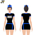Custom Girls' Cheerleading Uniforms New Design Printed Spandex Dance Practice Wear with Rhinestone OEM Cheerleading Outfit