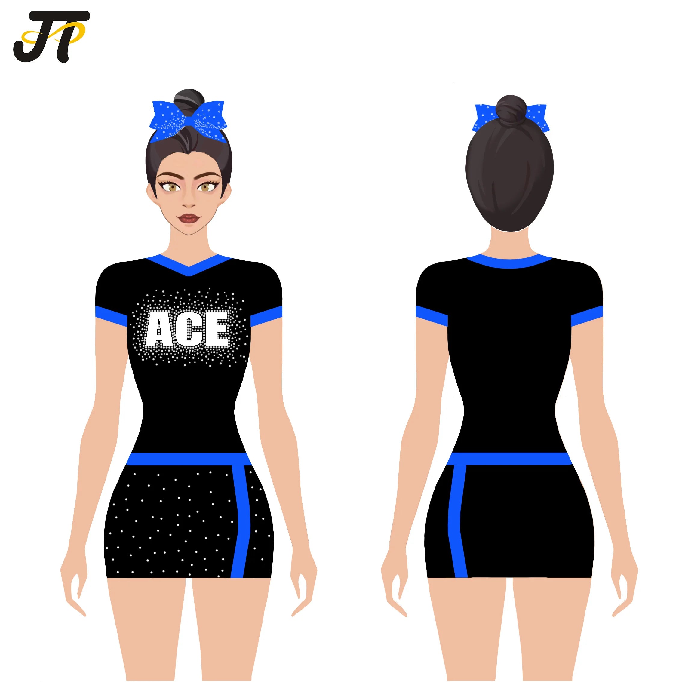 Custom Girls' Cheerleading Uniforms New Design Printed Spandex Dance Practice Wear with Rhinestone OEM Cheerleading Outfit