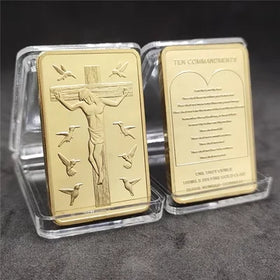 Customized Manufacturer Religion Last Supper Jesus Art Gold Clad Plated Coin Bar in Stock With Display Shell