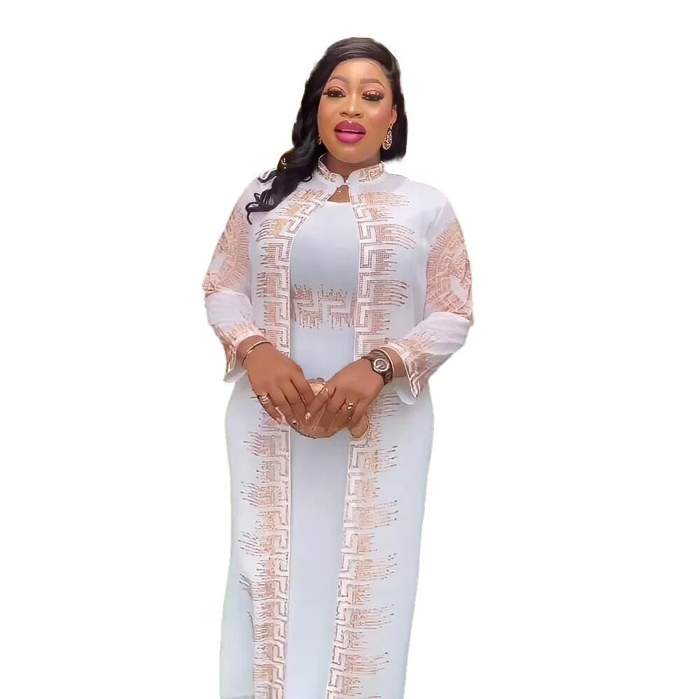 Morden Style Luxury Rhinestones Ankara Dress Designs African Maxi Stretch Underwear Clothing Fashionable Fashion