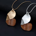 TongLing European Wood Metal Sweater Necklace Women Jewelry Heart Necklace Dainty Vintage Pendant Necklace for Daily Accessories