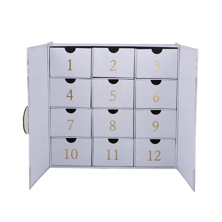 Custom Advent Calendar  Luxury Cardboard Paper Gift Beauty Cosmetic Packaging 12Days Countdown Christmas Advent Calendar Boxes