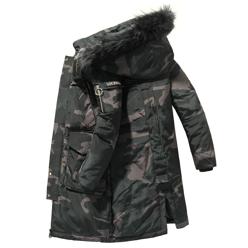 New Men's White Duck Down Jackets Outdoor Winter Ski Wear Fashion Thick Warm Cold-Proof Hooded Breathable Long Down Coat Men