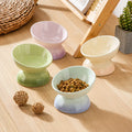 Yuanwang Anti Vomiting Food Bowls Tilted Cat Bowl Ceramic Pet Food Bowl for Flat Faced Cats Small Dogs Protect Pet's Spine