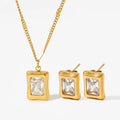 BJG0388N Fashion Jewelry Set Stainless Steel with Colorful Zircon Includes Earrings Pendant Necklace