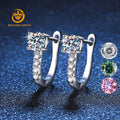 100% Real D Color Moissanite Earrings Pillow Hoop Stud Earrings Delicate Jewelry Girls Christmas Gift D Color 0.5CT Diamonds