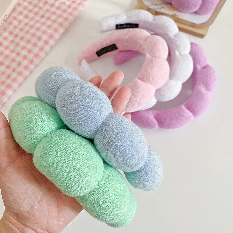Custom Twist Sponge Headbands Spa Hairbands for Women Fabric Head Band for Skincare Face Make up Sponge Headband