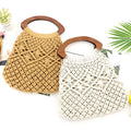 Multicolor Boho Cotton Hand Woven Bucket Women Shoulder Macrame Tote Beach Bag
