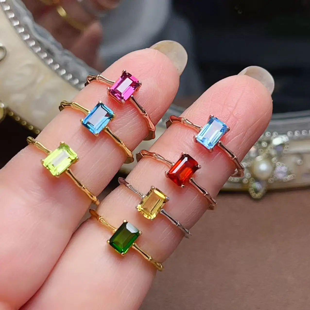 Good Price 925 Sterling Silver Natural Gemstone Luxury Fashion Jewelry Women Ring Party Platinum Rhodium Emerald Wholesale