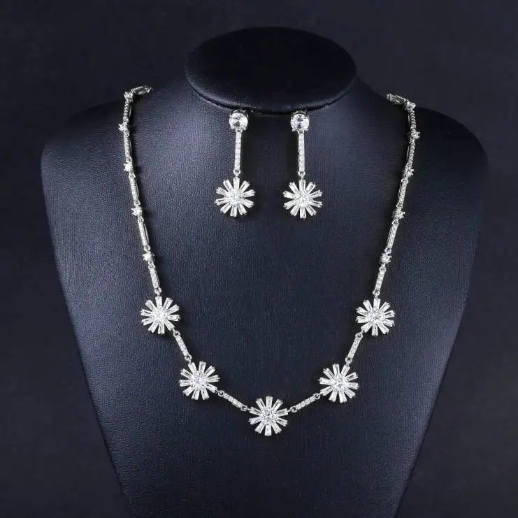 Weiman New Arrival Wedding Jewelry Set with Cubic Zirconia Crystal Rhodium Silver/Yellow Gold Colors Zircon Stone Rhodium Plated