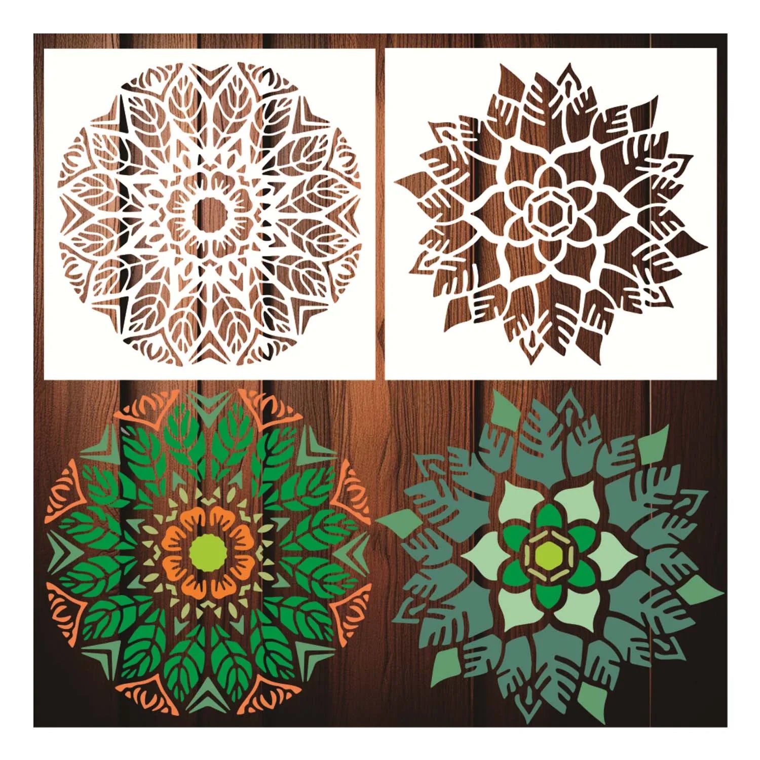 2 Pack 12Inch Mandala Stencils for Painting on Wood Floor Wall  Reusable Furniture Painting Template