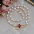 14K Gold Plated Classic Fashion Unisex Jewelry Handmade 7-8mm Rice Pearl Beads Choker Necklace