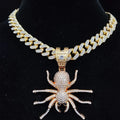 DUYIZHAO Wholesale Iced Out Hip Hop Jewelry Pendant Iced Out Bling Bling Spider Pendant Necklace With 13mm Cuban Chain Wholesale