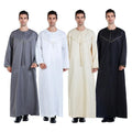 Ready to Ship Solid Color Arabic Thobe Men's Robes Kaftan for Middle East Polyester Jubba Thobe for Men