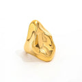 Joolim Jewelry Wholesale 18K Gold Plated Irregular Wrinkle Stainless Steel Open Ring for Women Band Rings