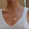 Stainless Steel Roman Vintage Exquisite Clear Textured Pendant Necklace Double Layer Necklace