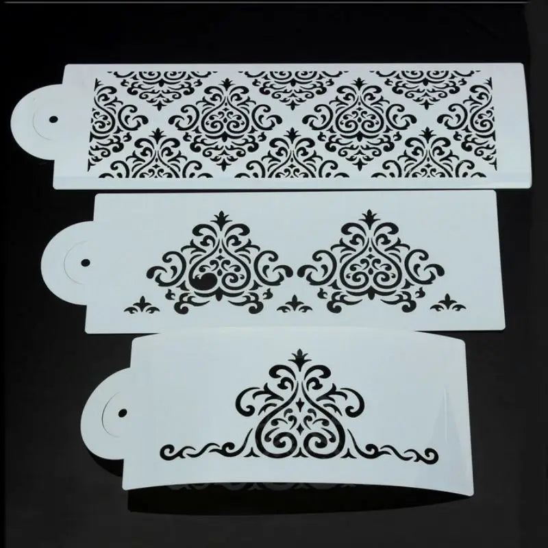 3 PCS/SET Wedding Cake Stencil Set Plastic Baking Fondant Stencil Lace Side Cake Border for Decoration