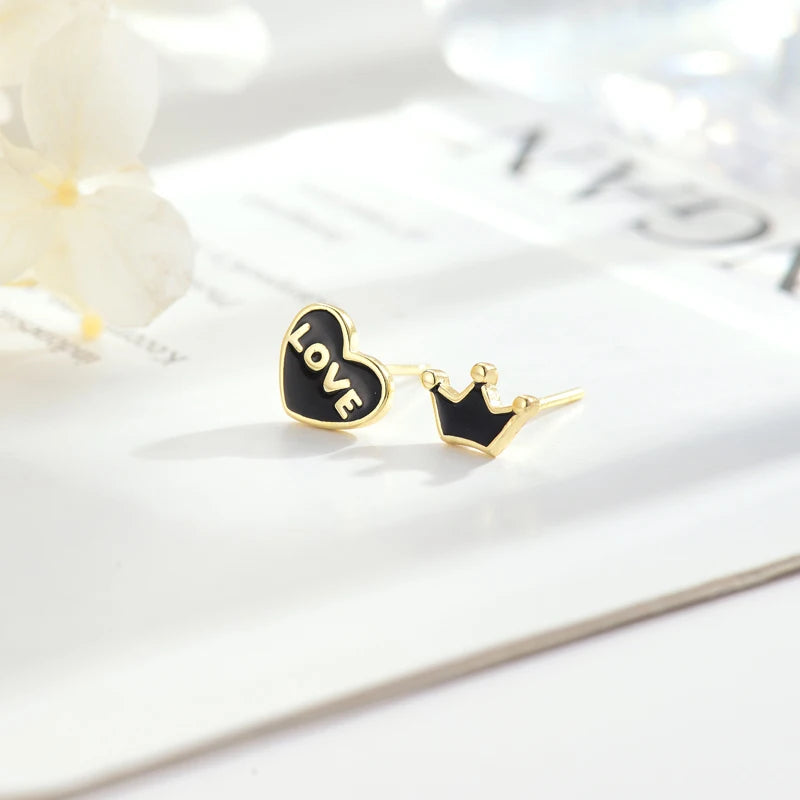 Korean Version 925 Sterling Silver Fashion Earrings Personality Crown Heart Female Stud Earring 2021 Trend Jewelry
