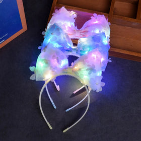Colorful LED Light up Music Show Hairband Party LED Bow Hair Accessories Christmas Big Led Headband