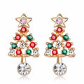 HOVANCI Newest Arrival Colorful Diamond Christmas Tree Drop Earrings Rhinestone Crystal Christmas Tree Stud Earrings MegaBDM