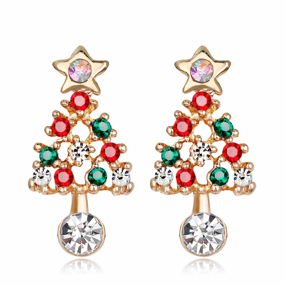 HOVANCI Newest Arrival Colorful Diamond Christmas Tree Drop Earrings Rhinestone Crystal Christmas Tree Stud Earrings MegaBDM