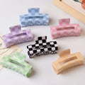 Wholesale Square Checkerboard Hair Clip Claw Acrylic Acetate Hollow Rectangular Plaid Sweet Hair Claws for Girl Hair Decoration