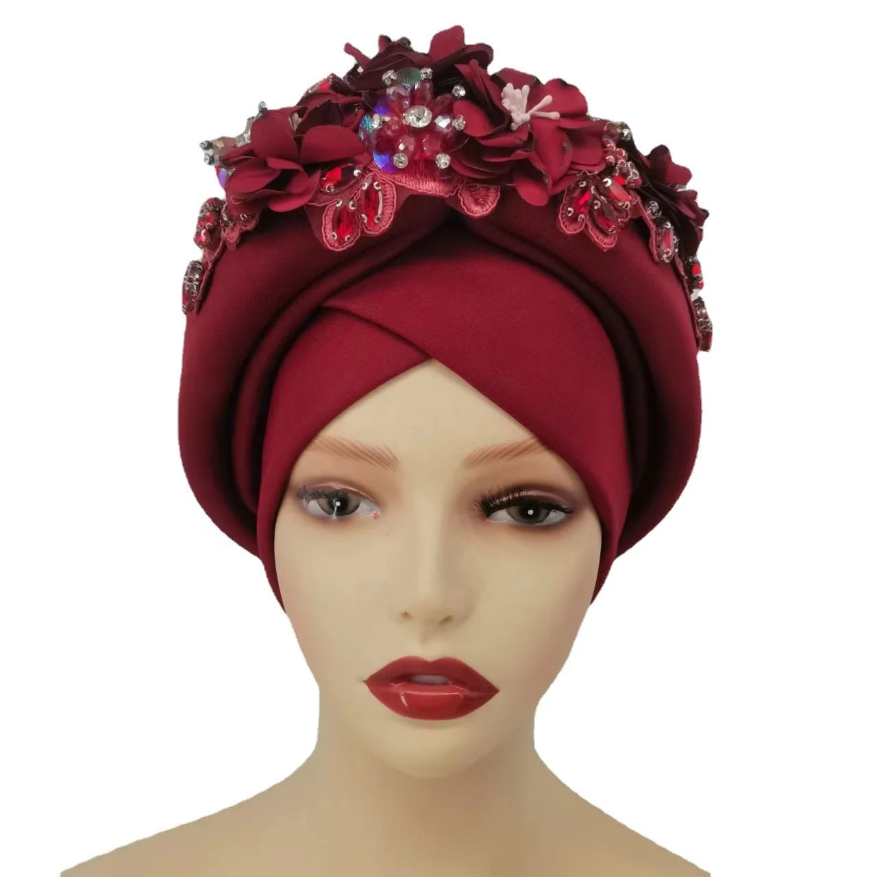 Zifeng OEM Gorro Bufanda New African Women's Headcap Rhinestone Flower Muslim Hats