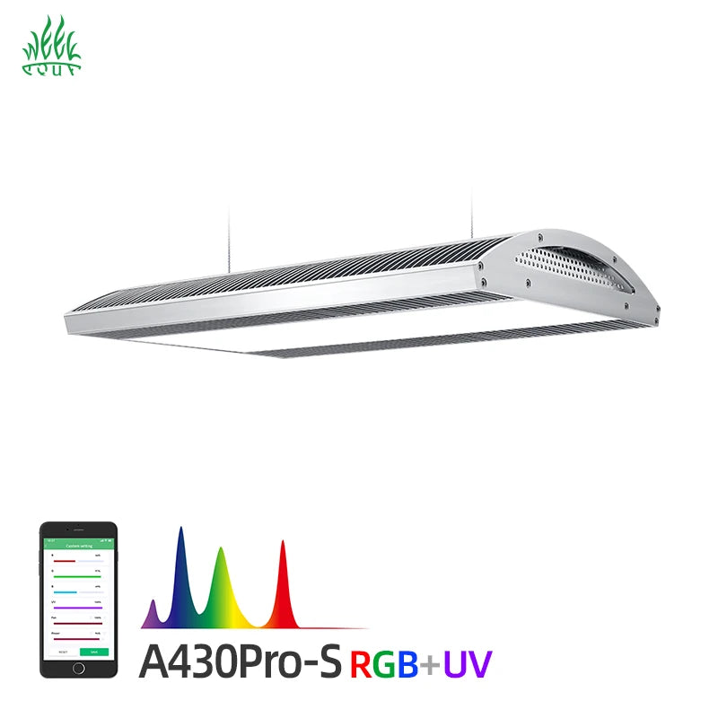 WEEKLED A430Pro Silver  Led Aquarium Light for Freshwater Aquarium APP Control ADA Style RGB Led Aquarium Light