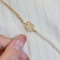 Camellia Girl Elegant Pearl Bracelet with 5-6mm Natural Close to Potato Pearls Beautiful Crystal Jewelry Gift for Women