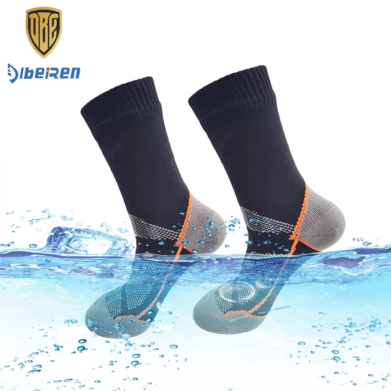 Custom logo Black Breathable Outdoor Hiking Trekking Athletic Crew Socks Men Sport Waterproof Socks