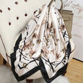 Personalized Echarpe Women Luxury Designer 90x90 Silk Feel Square Scarf Print Hijab Ethnic Bandana Hair Band Kerchief Head Scarf