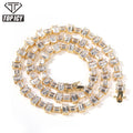 TOP ICY Gold Silver pink Mix Color baguette CZ Prong Set Luxury Real Gold Plating Spring Clasp Women Tennis Chain