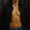YL Shiny Mens Rhinestone Chest Chain Top Cosplay Fashion Jewelry Body Chain for Men Harness Chest Chains Necklace