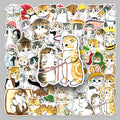 50PCS Factory Wholesale Waterproof Cute Cartoon Hand-painted Kitten Stickers for Vases & Bookshelves