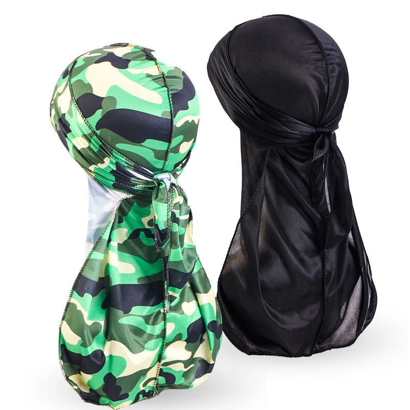 Hot Sale Durags Two Pieces/Sets Hip Hop Silky Polyester Unisex Outdoor Wearing Du Rags