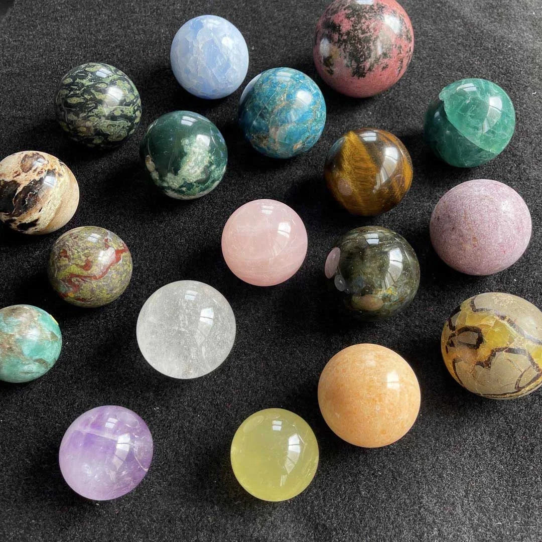 Natural Purple Labradorite Healing Stones Ball Christmas Clear Rose Quartz Crystal Sphere