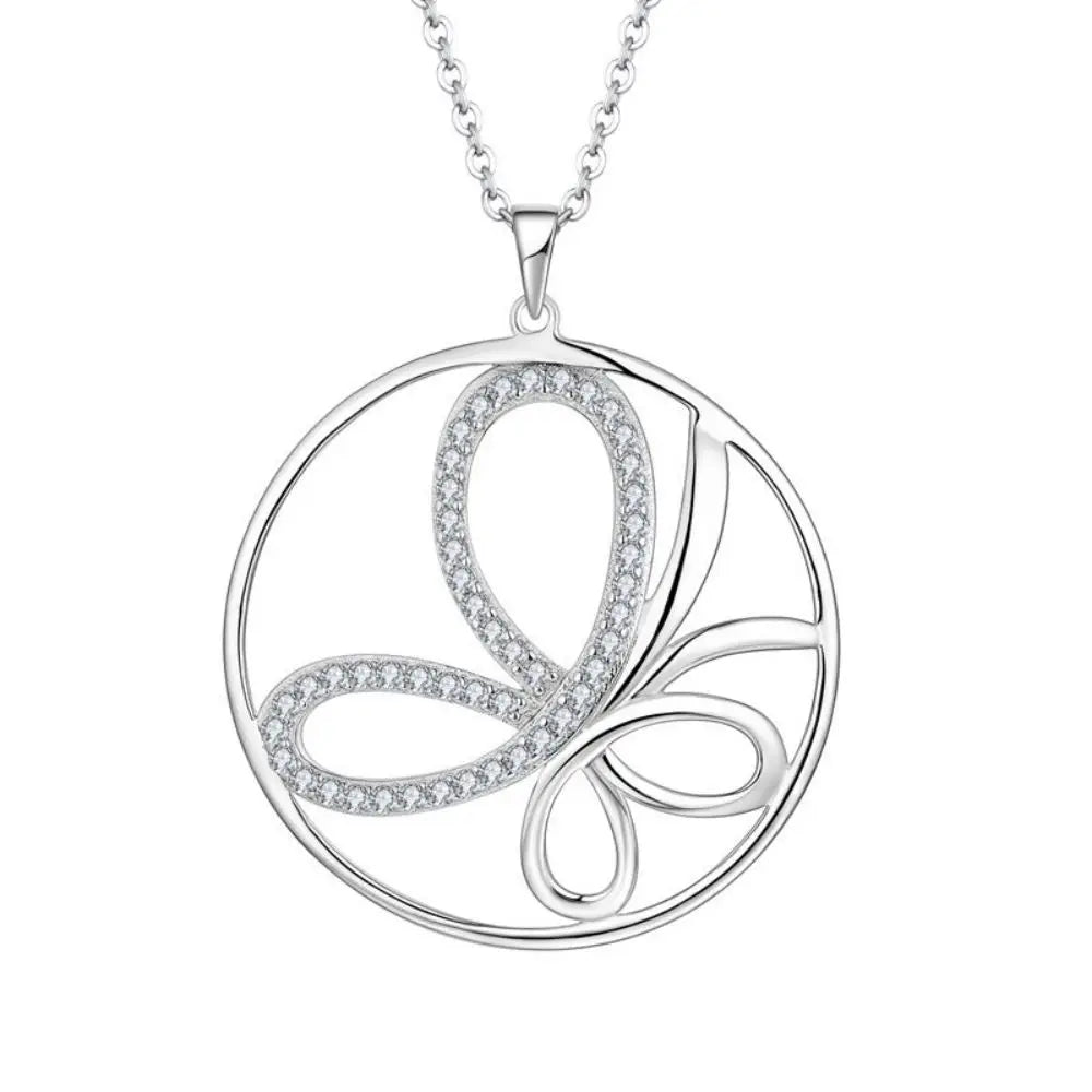 Trendy Women Necklace Jewelry Custom Big 925 Silver Jewelry Animal Butterfly Pendant Necklace