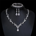 Luxury Bling AAA Marquise Zircon Diamond African Dubai Bridal Gold Plated Necklace Earring Bracelet Set Women Wedding Jewelry