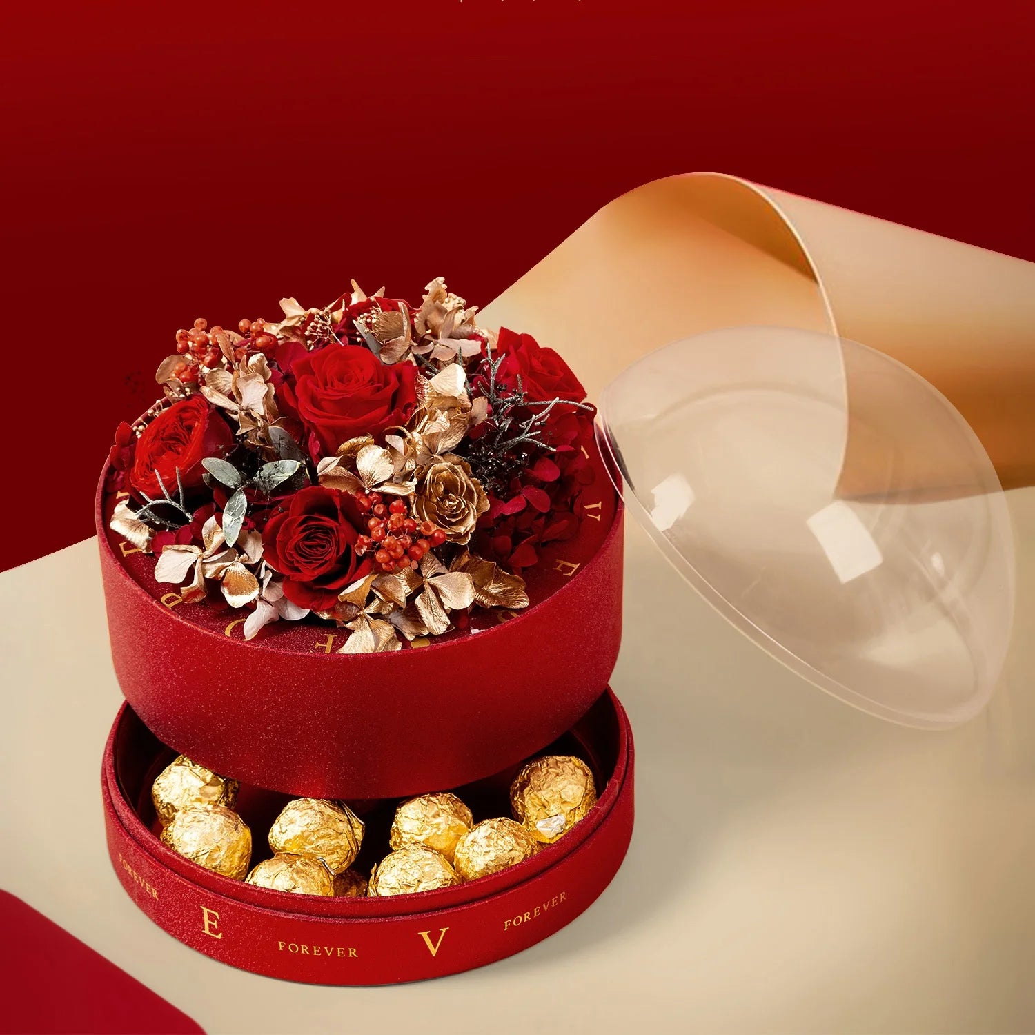 Luxury Unique Valentine's Day Gift Chocolate Round Chocolate Packaging Box Wedding Flower Boxes