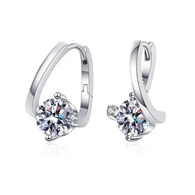 Silver S925 Moissanite Huggie Hoop Earrings Fine Jewelry for Women & Girls D Color VVS Clarity 1CT Tiny Hoop Design