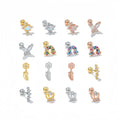 New Korean Simple Women Diamonds Zircon Ear Bone Stud Light Luxury Niche Ornament Feather 18k Gold Puncture Piercing Earrings