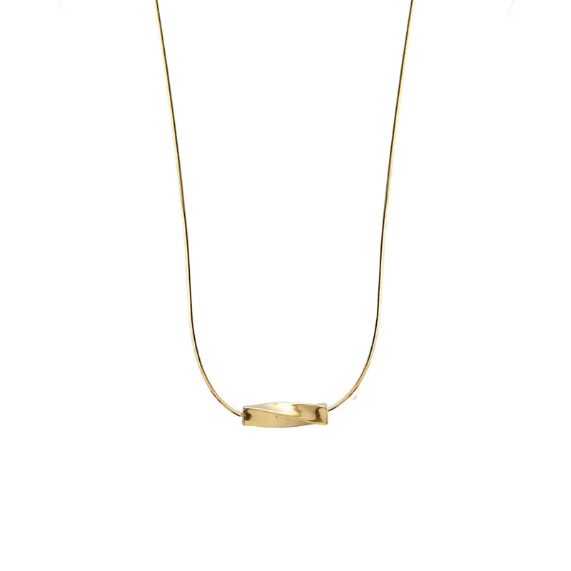 Minimalist Design Plain Silver 925 Sterling Jewelry Women Factory Wholesale Twisted 3d bar Necklace