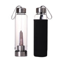 Custom Logo Natural Healing Obelisk Wand Elixir Quartz Bpa Free Glass Crystal Infused Water Bottle